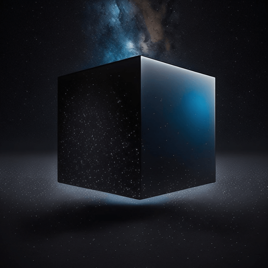 nigelon11_A_minimalist_black_cube_floating_in_space_that_is_ins_1eedc35c-1a3a-4694-8dcf-8680fce3bbcf.png